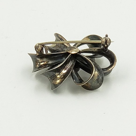 Danish Sterling Silver Opal Bow Brooch - Picture 11 of 12